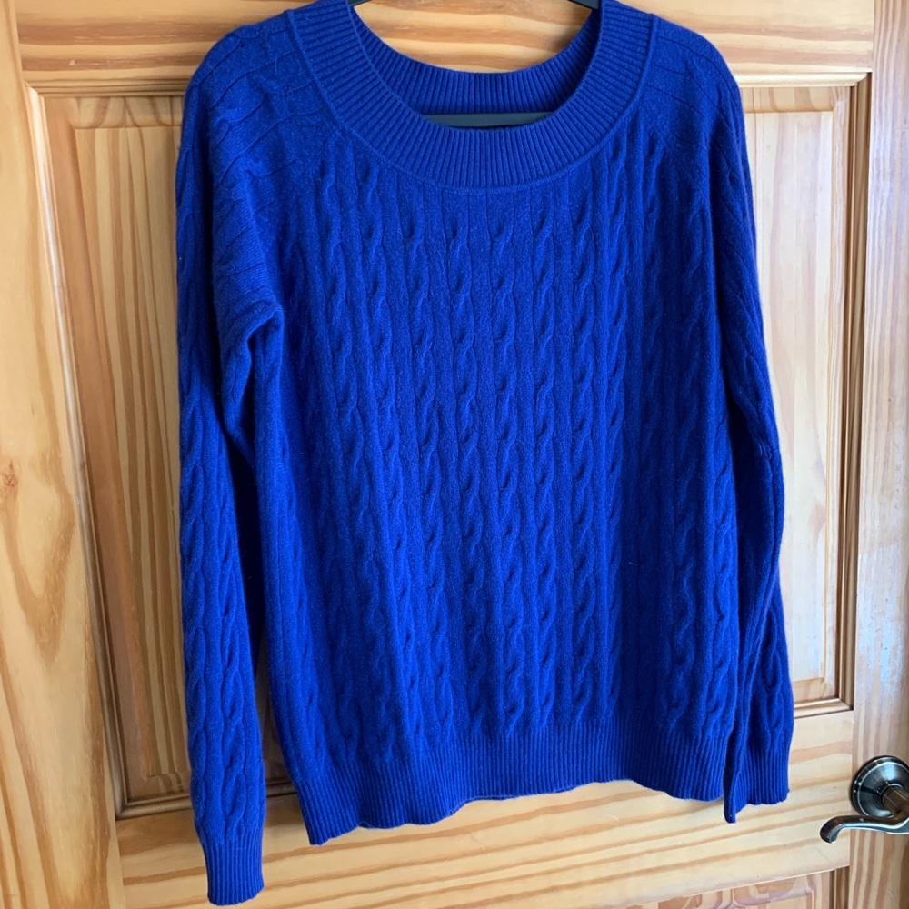 Talbots Royal Blue Cable Knit 100% CASHMERE Sweater!